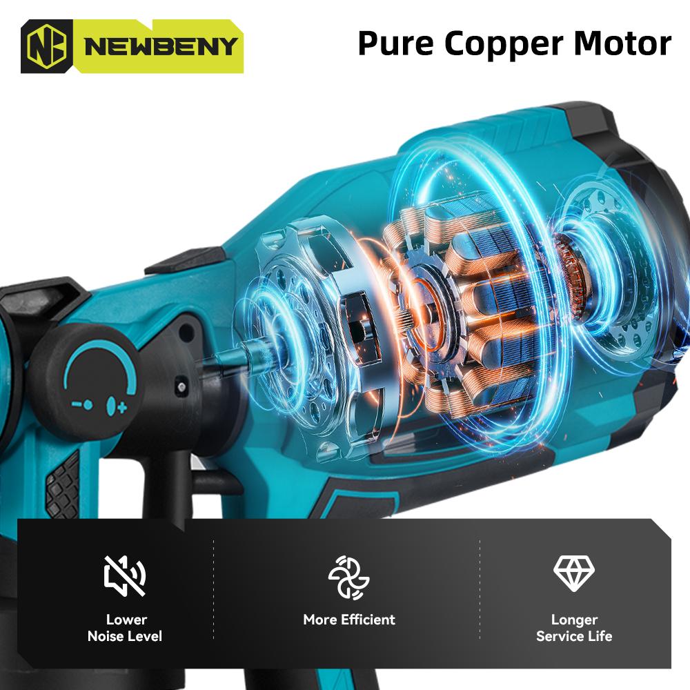 Newbeny 1000ML Cordless Electric Paint Sprayer Spray Gun Portable Paint Sprayer Auto Furniture Steel Coating Airbrush For Makita 18V Battery