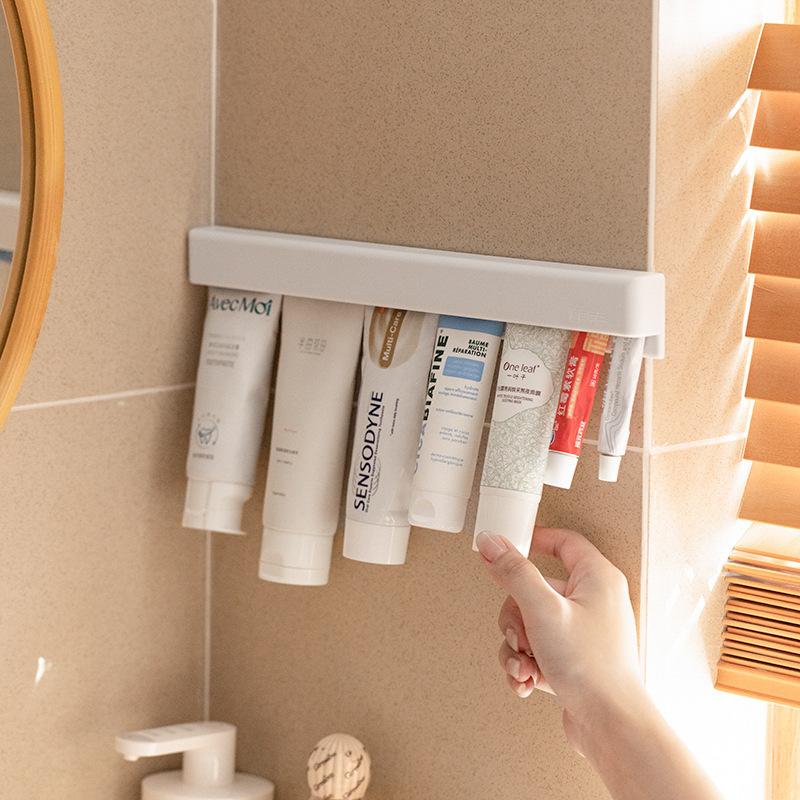 1/2pcs Wall Mount Toothpaste Holder Bathroom Toothpaste Storage Rack No Drill Space-Saving Toothpaste Holder