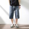 Летние мужские джинсы, бриджи из денима, повседневные шорты длиной до икры, прямые капри из стираного хлопка на шнурке, большой размер 8XL
