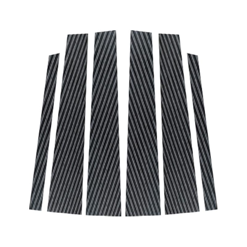 6Pcs Carbon Fiber Car Door Window Center Middle Column BC Pillar Post Mirror Effect Cover Trim Sticker Fit For Lexus IS 2006-2013