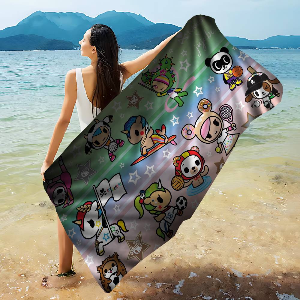 Японское аниме Tokidoki Пледы из микрофибры Быстросохнущие пляжные полотенца Большой размер Печать Супервпитывающее полотенце-плед для бассейна