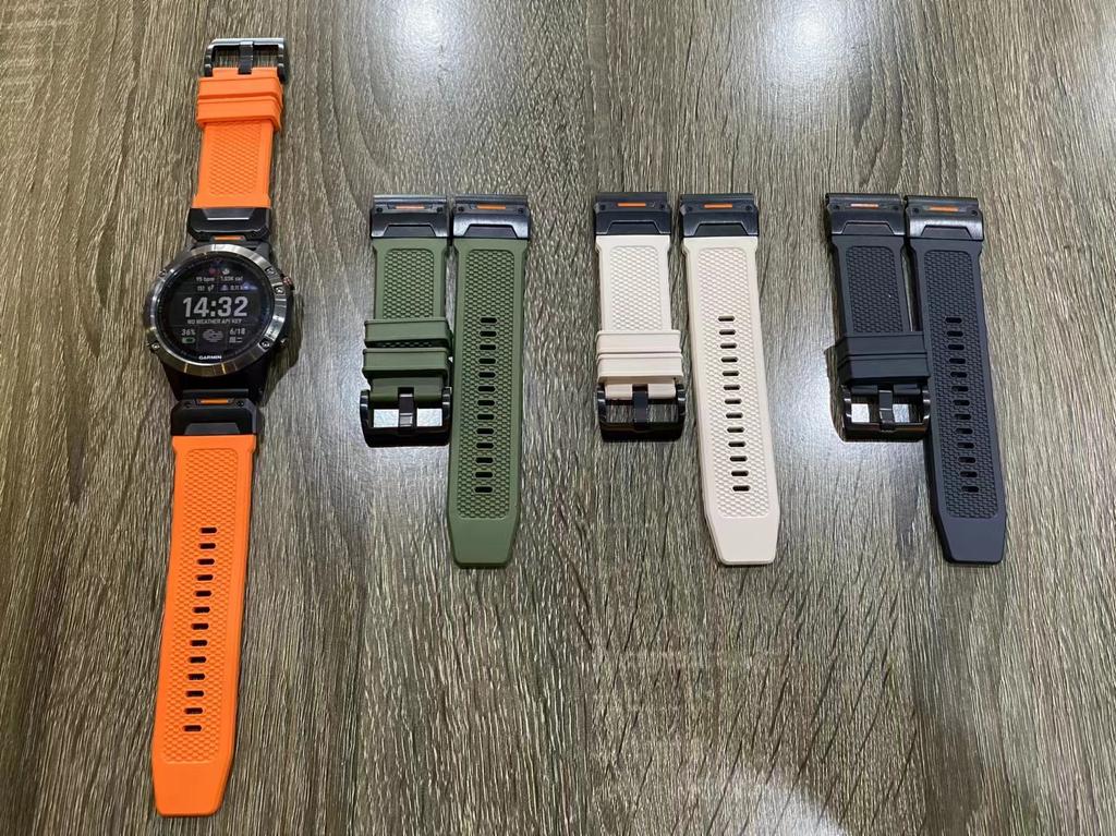 Quickfit FKM Rubber Watch Band for Garmin Fenix 7 7X 5X X3 6X Tactix Watches 26MM 22MM Size Breathable Feature