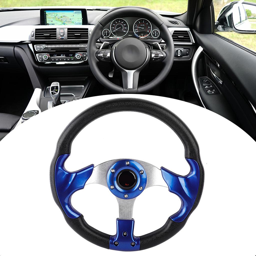 Универсальный руль для автомобиля, гоночный, дрифтовый, из искусственной кожи, 13 дюймов (320 мм), синий.