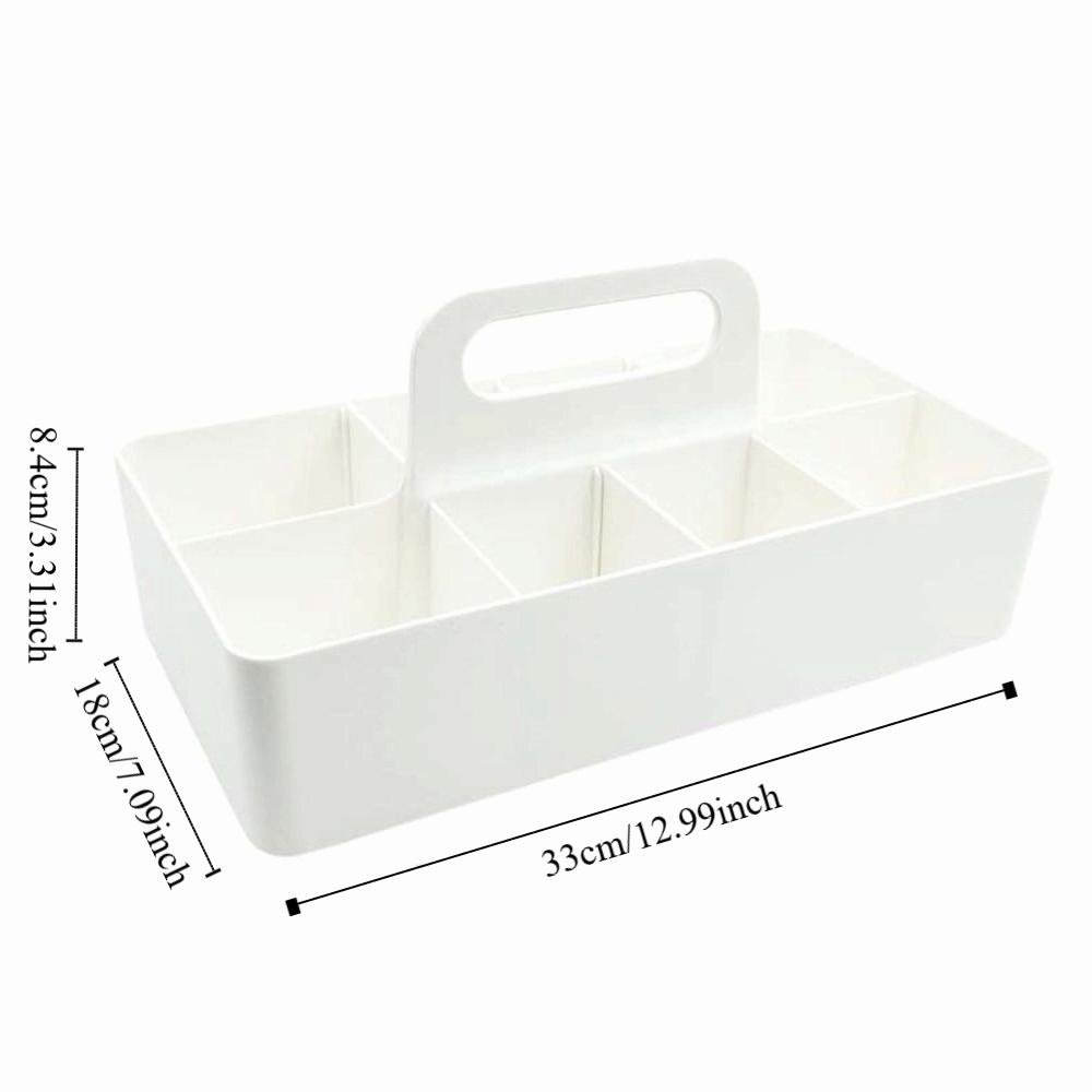 Plastic Portable Storage Organizer Segmented Space Saving Handle Sectional Tray Container Pen Holder Storage Basket