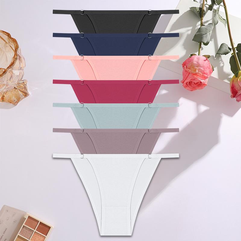 7Pcs/Set Women's Cotton Panties Underwear Metal Buckle Briefs M-2XL Female Underpant Low Waist Woman Sexy Panty Lingerie
