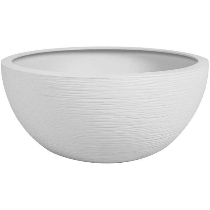 Pot vasque Ø 30 cm - EDA - Graphit Up - 5,5 L - Intérieur/ Extérieur - Décor Graphique - Ø 29,5 x H. 12 cm - Blanc Cérusé