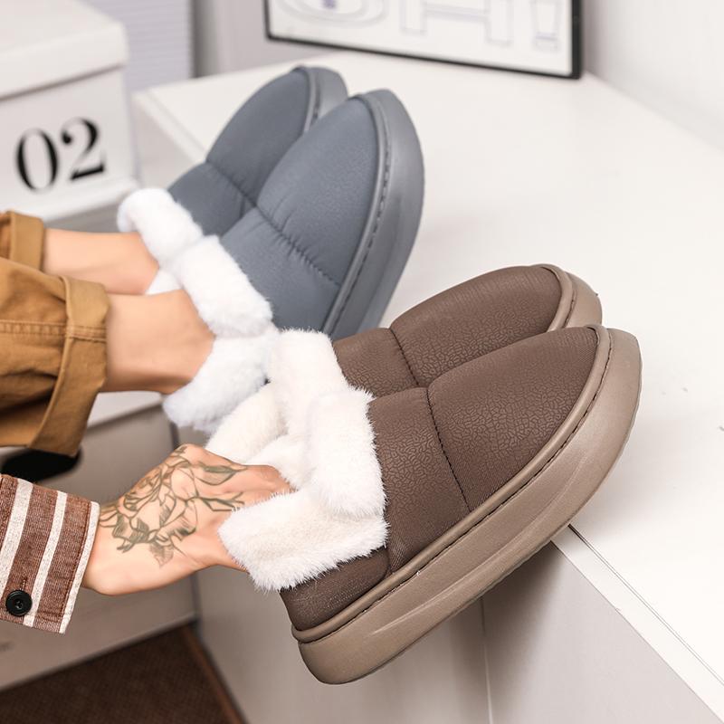 Парный стиль Мужские и женские хлопковые тапочки Баотоу Зимние бархатные Толстоподошвенные Нескользящие Теплые Водонепроницаемые Хлопковые туфли на танкетке