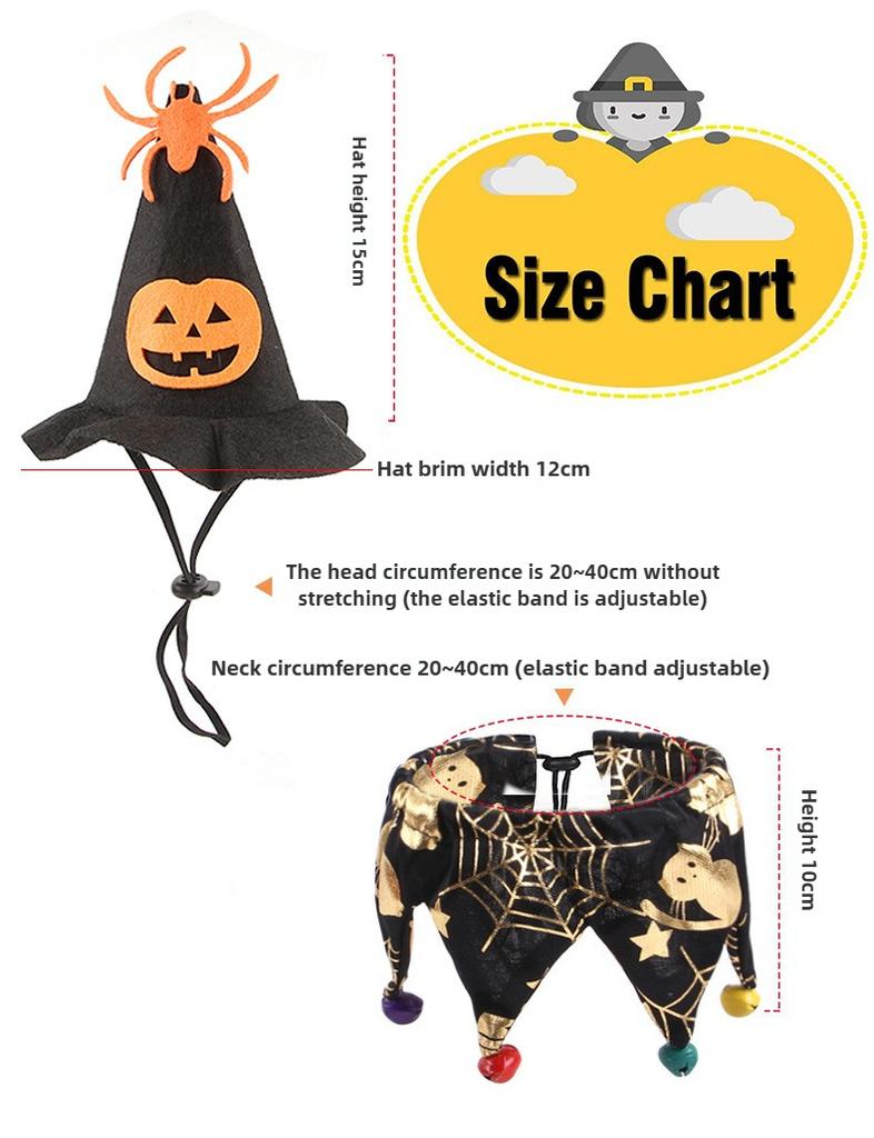 Набор шапка и шарф для кошки на Хэллоуин с узором черепа и тыквы, плащ-накидка для кошки, набор шапок и шарфов для собаки, забавные аксессуары для украшения питомца