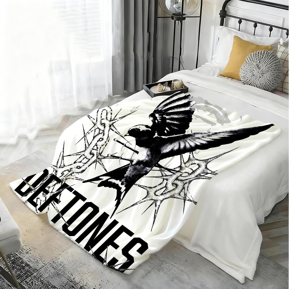 Band D-Deftones Throw Lightweight 240g Flannel Blanket Soft Skin-friendly for Summer Cooling