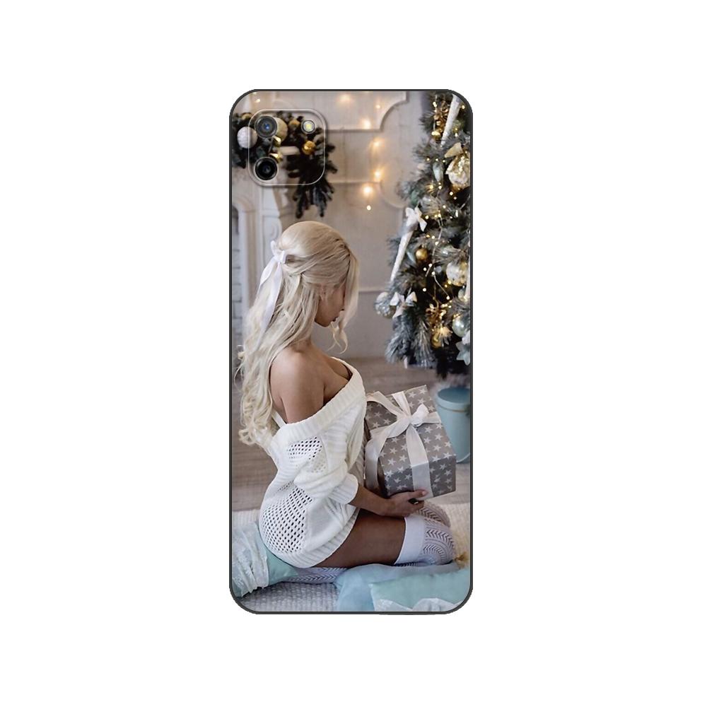 Черный чехол из ТПУ для OPPO Realme C11 2020 2021 C20 C21 C21Y C25Y задняя крышка модная девушка с Рождеством