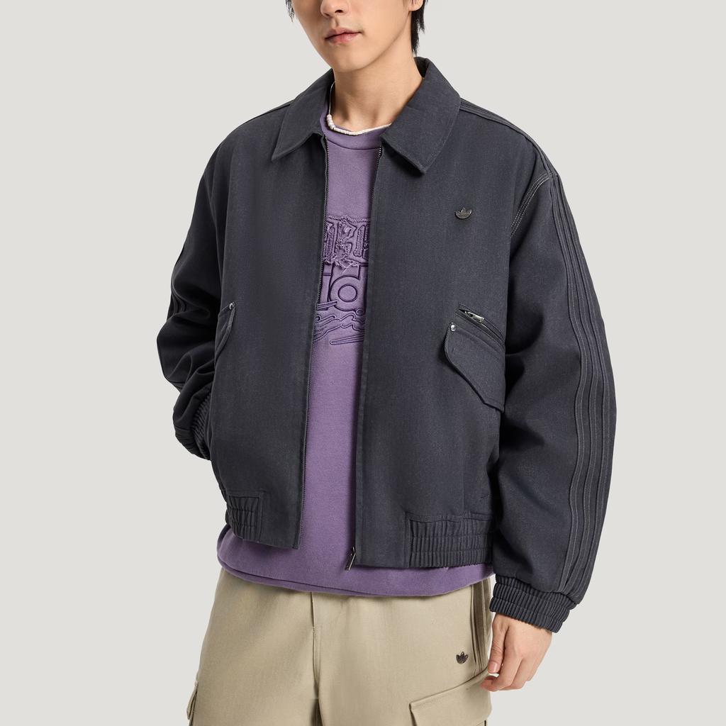 Adidas Originals FW25 Плетеная куртка Три полоски Свободный крой Молния Воротник Длинный рукав Куртка Мужская Куртка KR5051