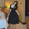 2025 Summer French Retro High-End Hepburn Style Slim Black Tea Dress