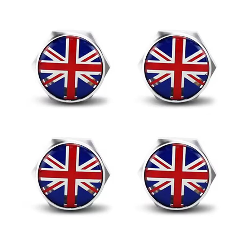 4 шт. Рамка номерного знака автомобиля, фиксированные болты, гайки, заглушки, британский флаг, эмблема, аксессуары