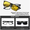 5 Lenes Magnet Clip Sunglasses Square Men Polarized Gray  Frame Custom Prescription Women Myopia Glasses