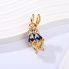 Personalized Blue Oil-Dripping Bunny Brooch Female Light Luxury Cute Diamond-Encrusted Animal Zodiac Pin
