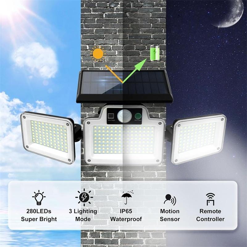 LED Solar Lights for Outside,Solar Lights Outdoor with Motion Sensor,IP65 Waterproof Wireless Security LED Wall Lamp for Garden
