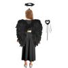 Girls Halloween Party Costume 4Pcs Angel Set with Dress Wings Headband & Wand Cosplay Performance Outfit