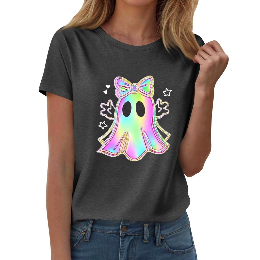 Женские футболки, Женские топы с коротким рукавом, Летняя мода, Повседневные стильные футболки с круглым вырезом, Туники