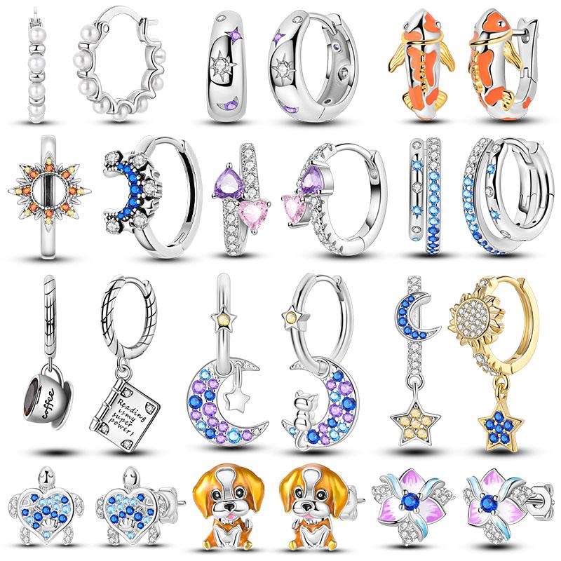 Посеребренные серьги-кольца Солнце Луна для женщины оригинальные pendientes ювелирное изделие подарок