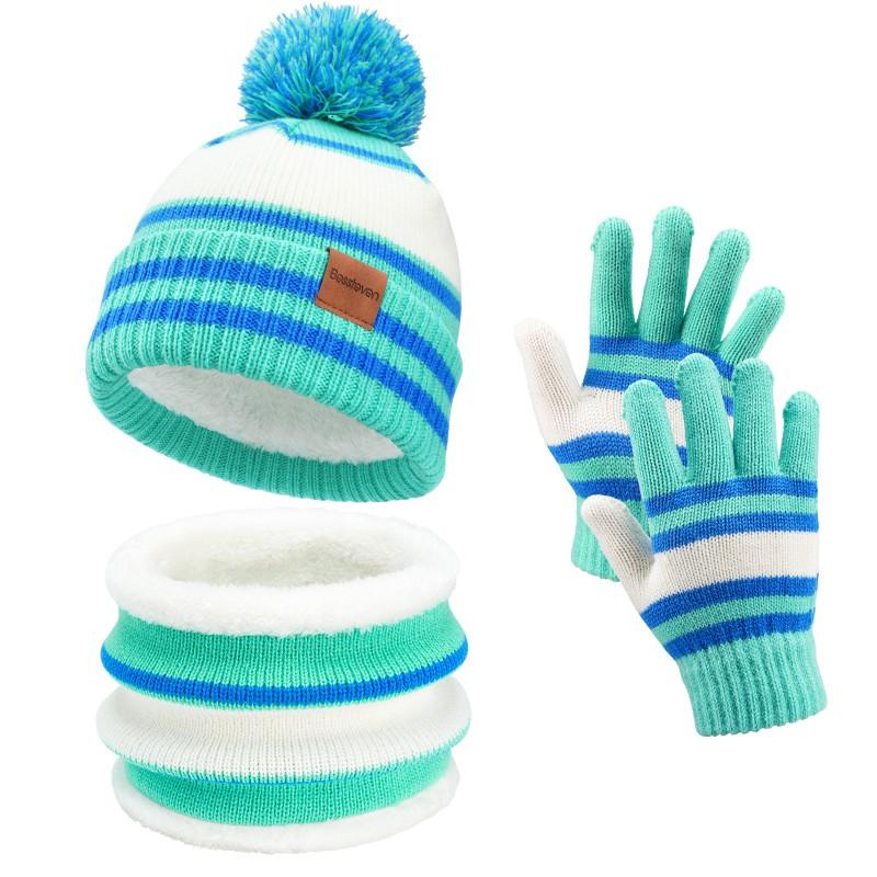 Kids Winter 3-Piece Set Warm Scarf Hat Gloves 6-10 Years