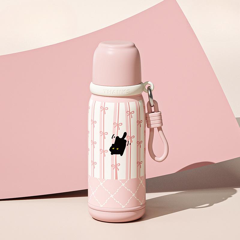 Новая термокружка высокого уровня внешнего вида для женщин, симпатичная чашка для воды из нержавеющей стали с трубочкой, чашка для двух напитков