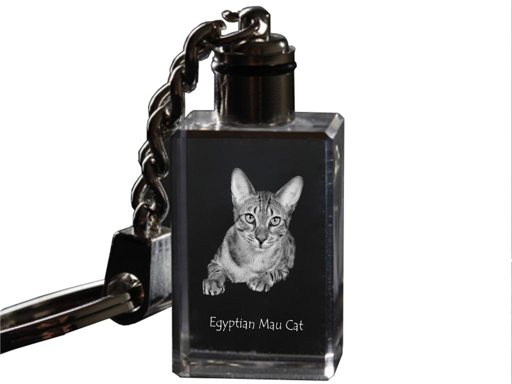 Egyptian Mau Cat - Crystal Pendant with Cat Photo, Illuminated Pendant, Unique Gift by Art-Dog Brand