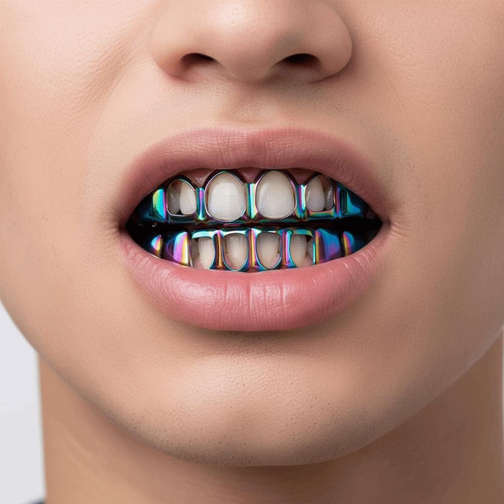 2 шт./комплект Блестящие Зубные Решетки Классические Полые Зубы Grillz Брекеты Зубная Коронка