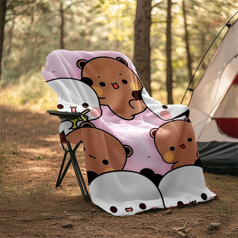 1pc Yier BuBu Bear1 Theme Blanket - Digital Print, Polyester, Cozy for All Seasons, Perfect for Outdoor, Camping, and Travel