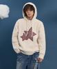 WAIKEI Big Star Check Applique Hoodie Knit Gray