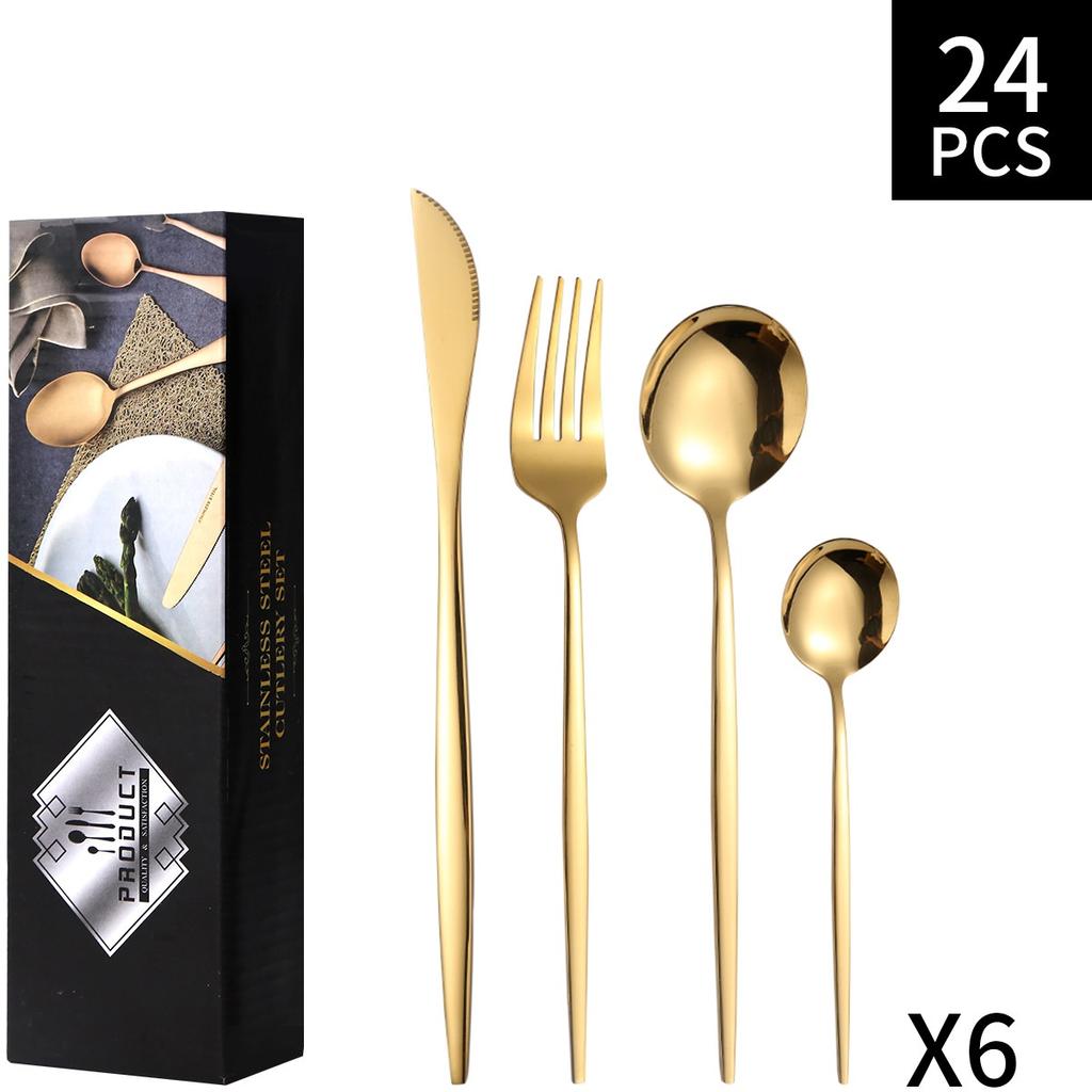 Набор столовых приборов Посуда из нержавеющей стали Набор из 24 ножей Вилки и ложки