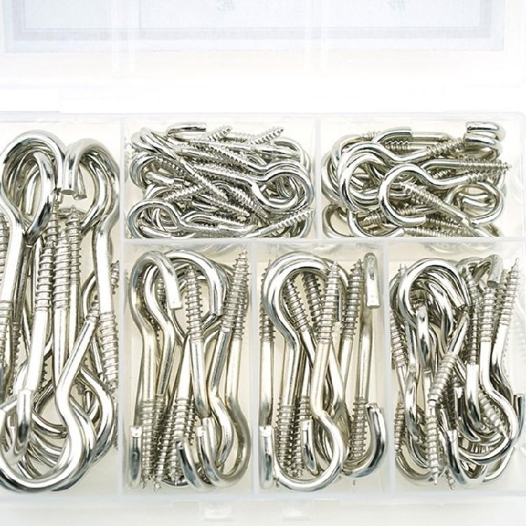 115pcs Metal Ceiling Hook Comprehensive Silver Steel Hook Practical Screw Hooks for Organizing Kitchenware and Tools