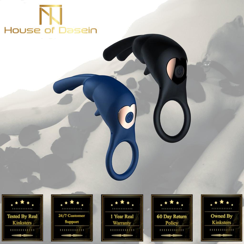 Rabbit Ears 10 Modes Rechargeable Vibrating Ring Men Rings