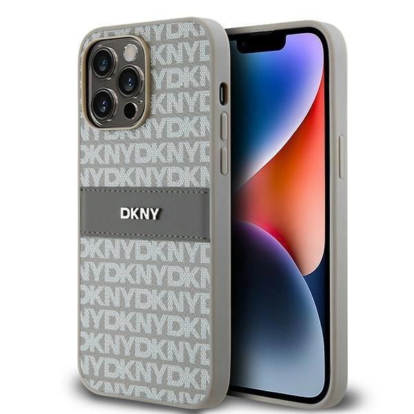 Dkny Dkhcp14Lprthsle Iphone 14 Pro6.1 Beżowy/Beige Twarde Etui Skórzany Pasek Mono & Metalowe Logo