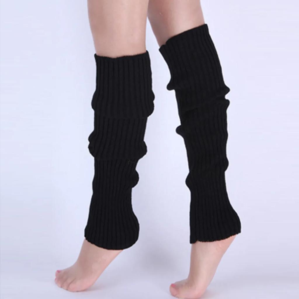 Classic Knitted Leg Warmers Ribbed Knit Knee High Leg Warmers Women's Stockings and Hosiery