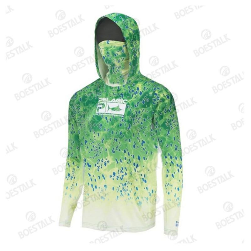 Pelagic Fishing Shirt Men Long Sleeve UPF 50 Sun Protection Quick Dry Gear With Hood