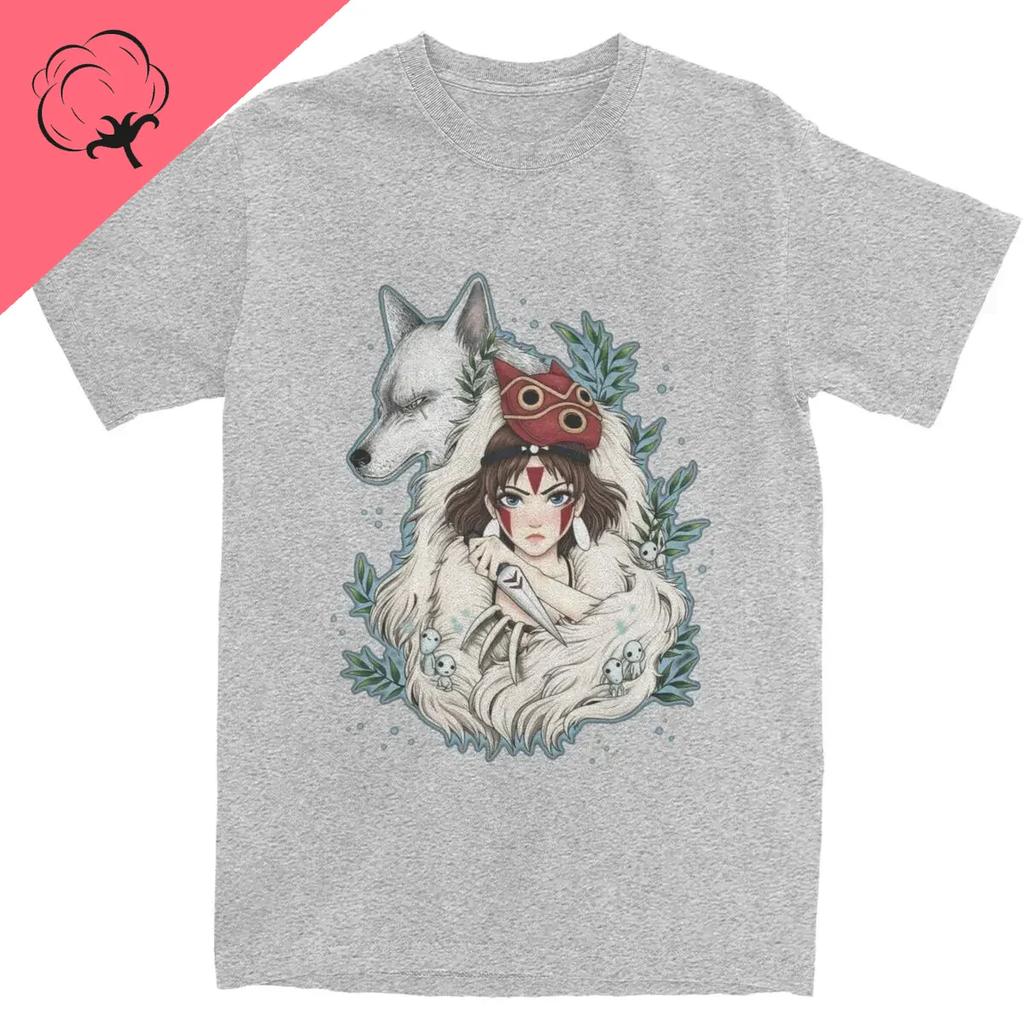Graphic Novelty Princess Mononokes Hime T-Shirts for Men Women Pure Cotton Kodama Tree Forest Spirit Tees Shirt
