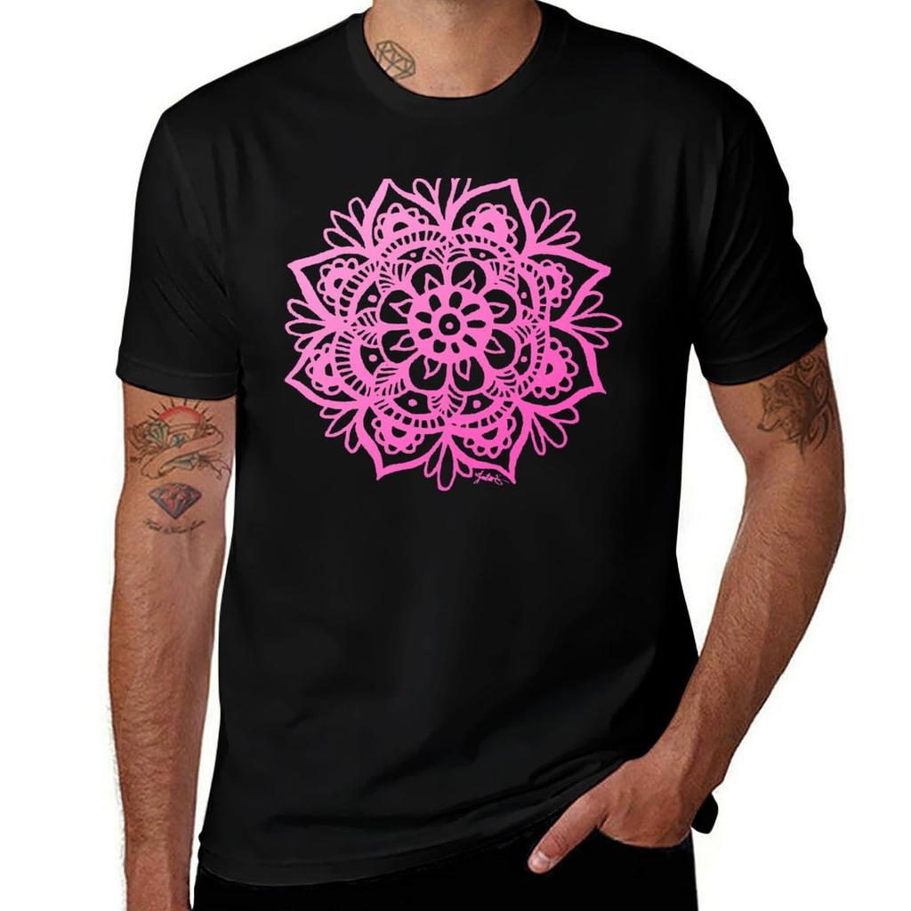 Bright Pink Unisexdala Flower TShirt Classic Basic Casual TShirt