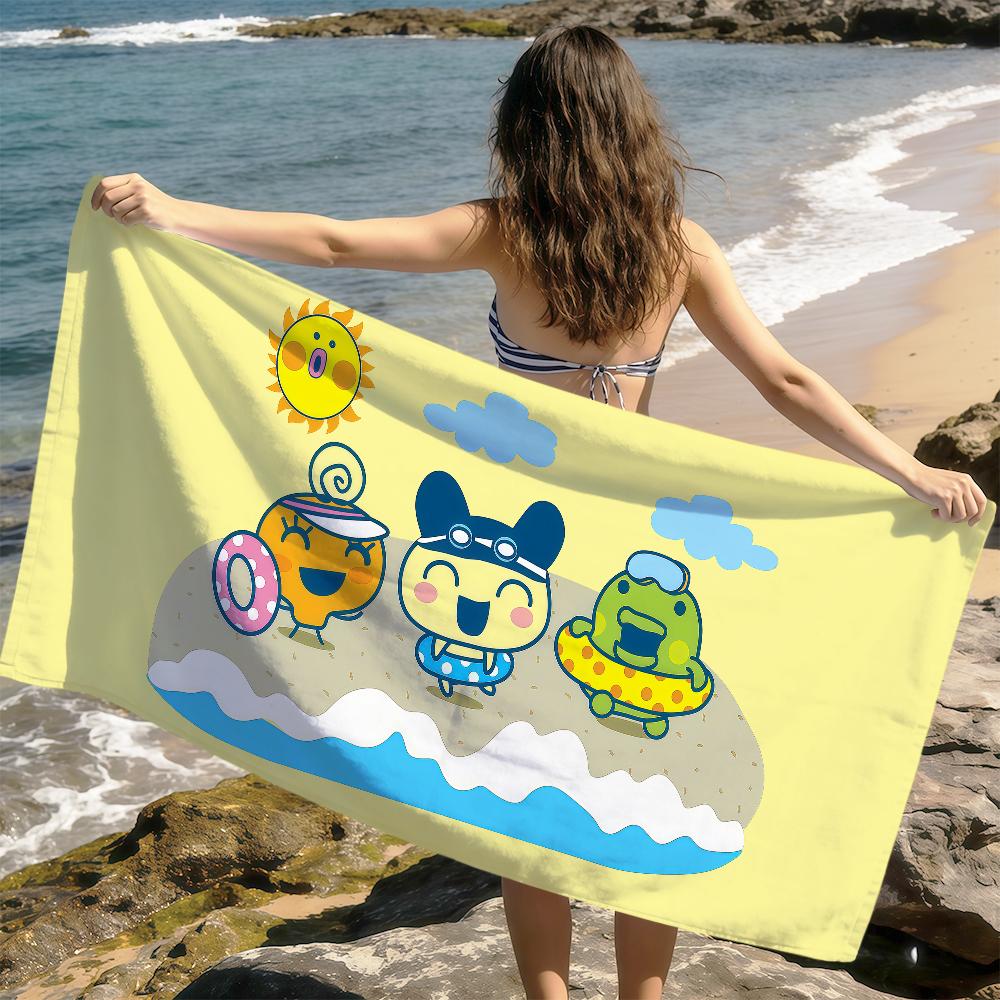 Милое смешное лицо t-tamagotchi kuchipatchi mametchi мягкие пляжные полотенца для сушки полотенце для путешествий купание летний отпуск купание бассейн лагерь подарок