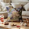 Fashion Lotus Cushion Cover Anti-dustmite Pillowcase Invisible Zipper Silky Short Plush Sofa Cushion Cover
