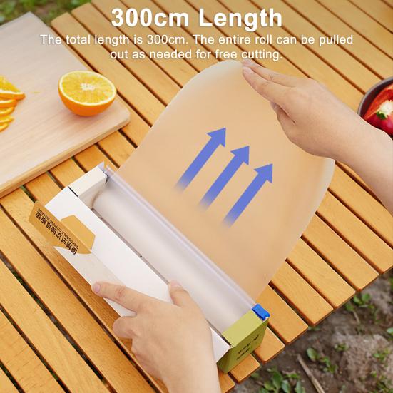 300CM/Roll Outdoor Disposable Cutting Board Mat with Two-Way Slider Cutter Camping BBQ Picnic Anti-Slip Meat Vegetables Cutting Pad