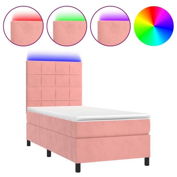 VidaXL Slat Bed Base with Mattress and LEDs, Upholstered Bed, Single Bed, Adult Bed for Interior Bedroom, 3136112