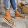 Fashion Women's Slippers Thick Sole Summer Women's Shoes 2024 New Beach Casual High Heel Sandals Handmade Women's Espadrilles
