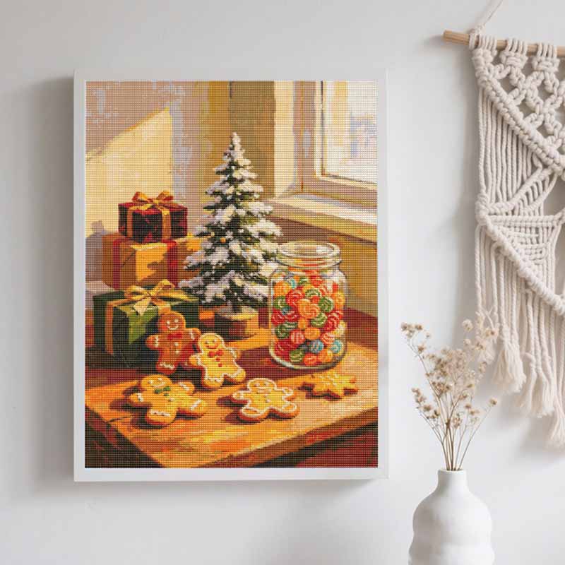 5D Diamond Painting Kit Christmas Tree Holiday Decor Full Drill Canvas Art DIY Rhinestone Craft for Bedroom Living Room Wall Decoration