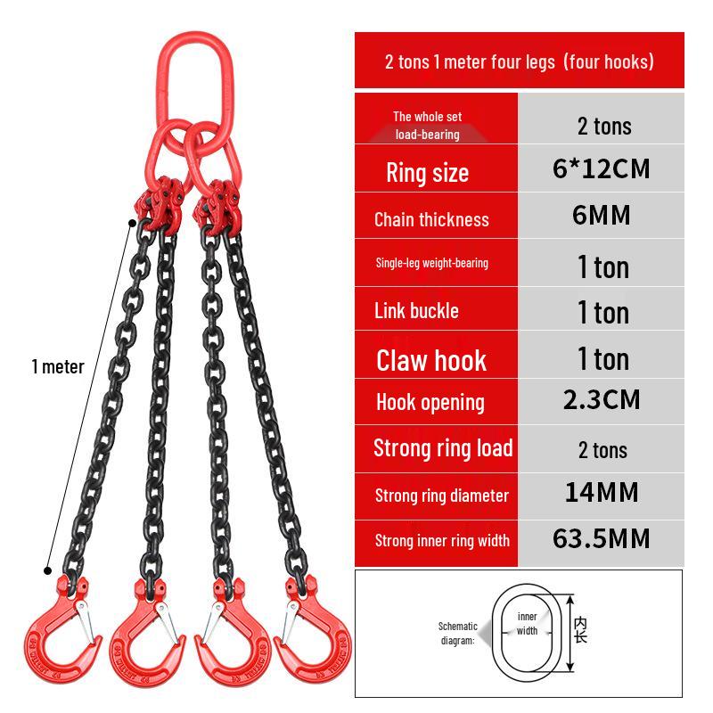 G80 Manganese Steel Lifting Chain Slings with Hooks - Single & Double Leg Set