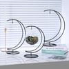 Moon-Shaped Moss Micro Landscape Glass Bottle with Iron Art Hanging Hook