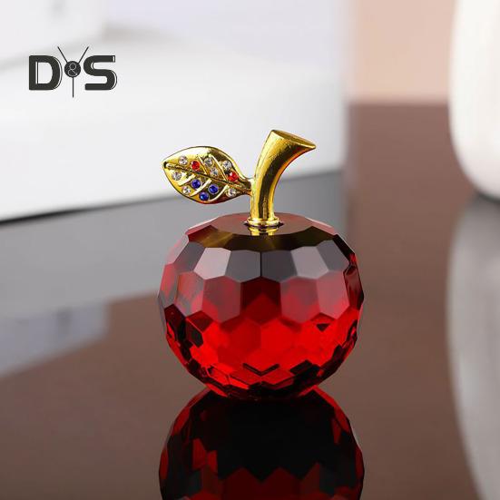 Стеклянные яблоки, фигурка, искусственный хрустальный фрукт, украшение, коллекционные полупрозрачные яблоки, украшение для домашнего офиса, приборной панели автомобиля