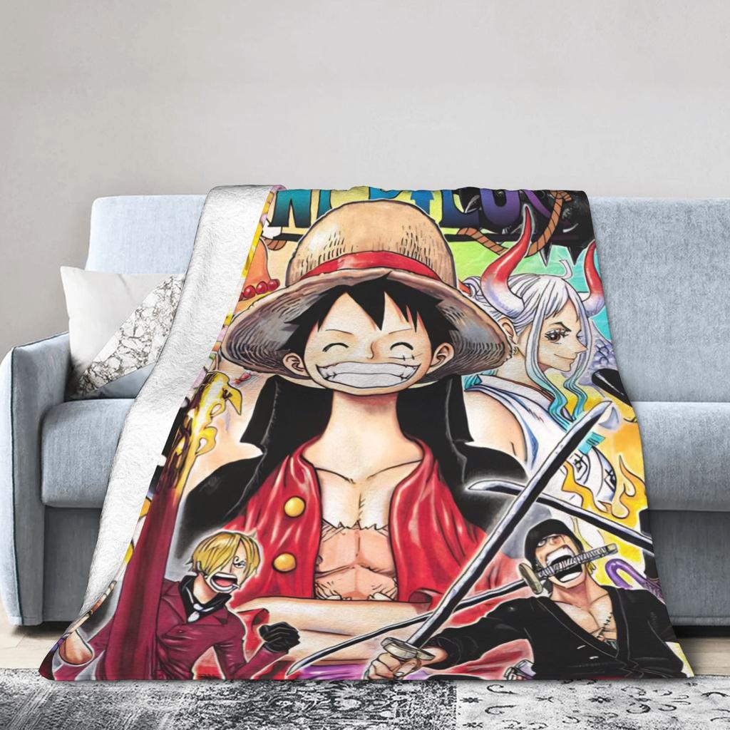 Luffy Anime Fuzzy Blankets Japan Manga Awesome Throw Blankets for Home 125*100cm Bedspreads,