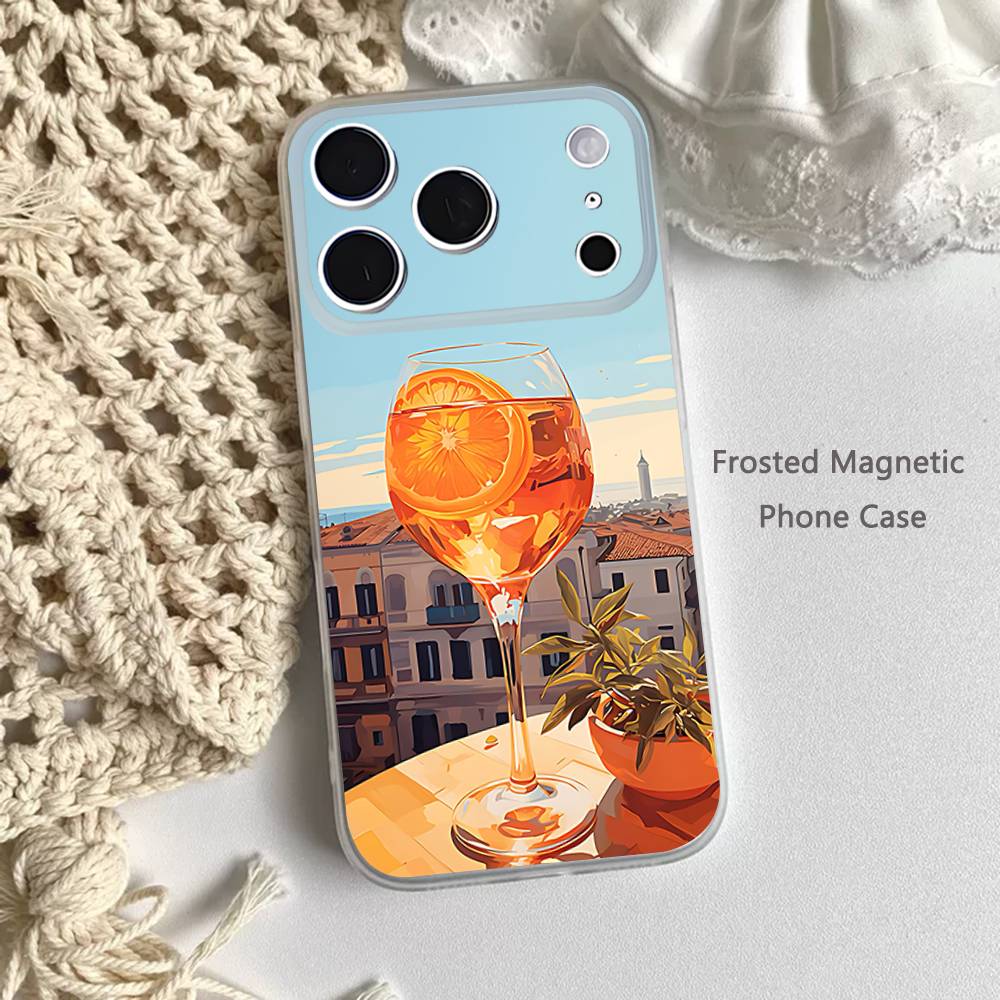 A-Aperol Art S-Spritz Чехол для телефона Для iPhone 17,16,15,14,13,12,11 Pro,Max,Plus,Mini,Air,E Магнитный Матовый Прозрачный