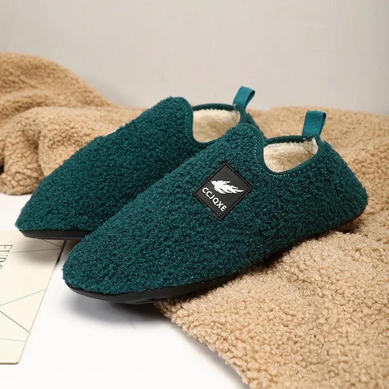 Теплая хлопковая мужская обувь, зимние легкие тапочки без застежек, женские плюшевые домашние тапочки из хлопка, унисекс, зимняя обувь для дома