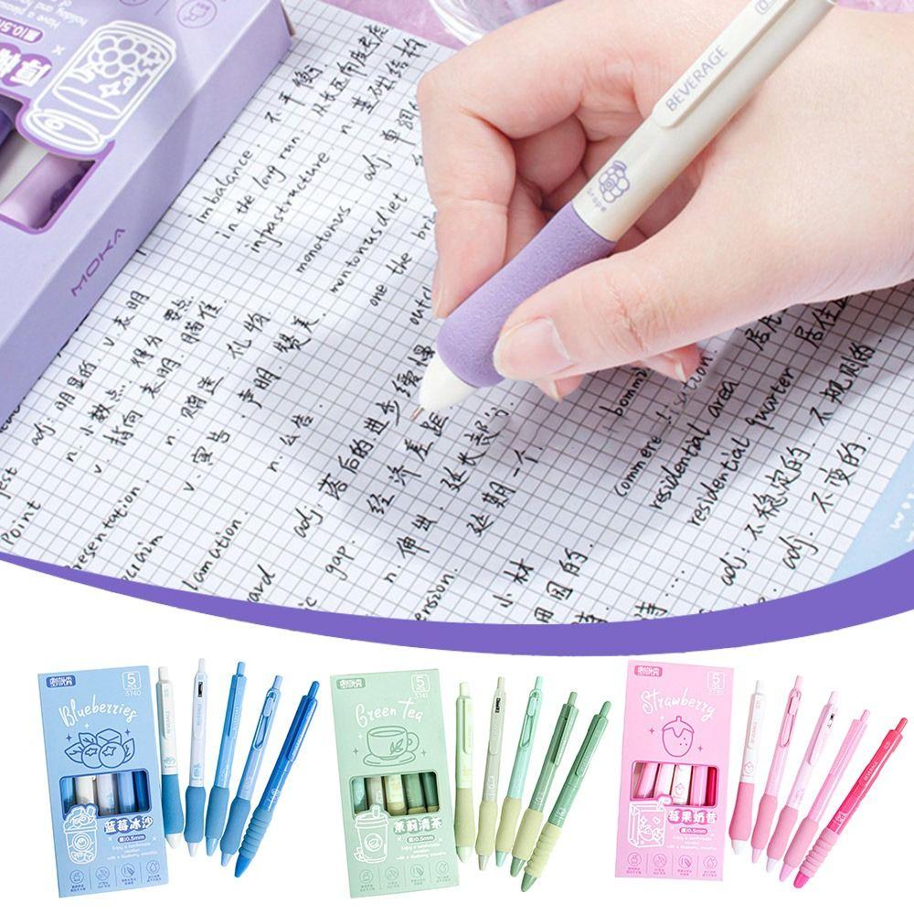 5PCS/Set 0.5mm Gel Pen Soft Grip Neutral Pen New Ballpoint Pen Students